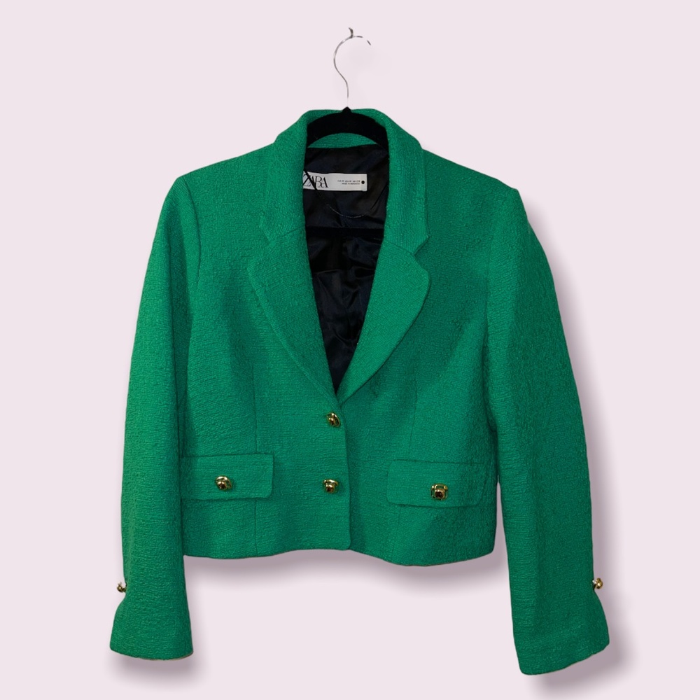 Zara Green Textured Blazer